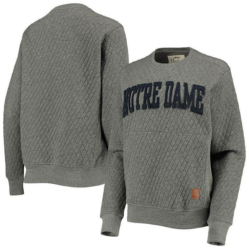 Womens Pressbox Heather Charcoal Notre Dame Fighting Irish Moose Quilted Pullover Sweatshirt Product Image