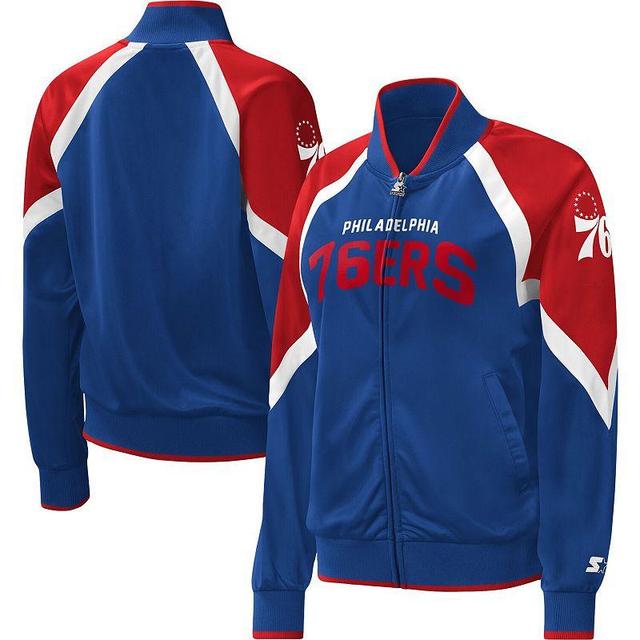 Womens Starter Royal Philadelphia 76ers Slam Dunk Raglan Full-Zip Track Jacket Product Image