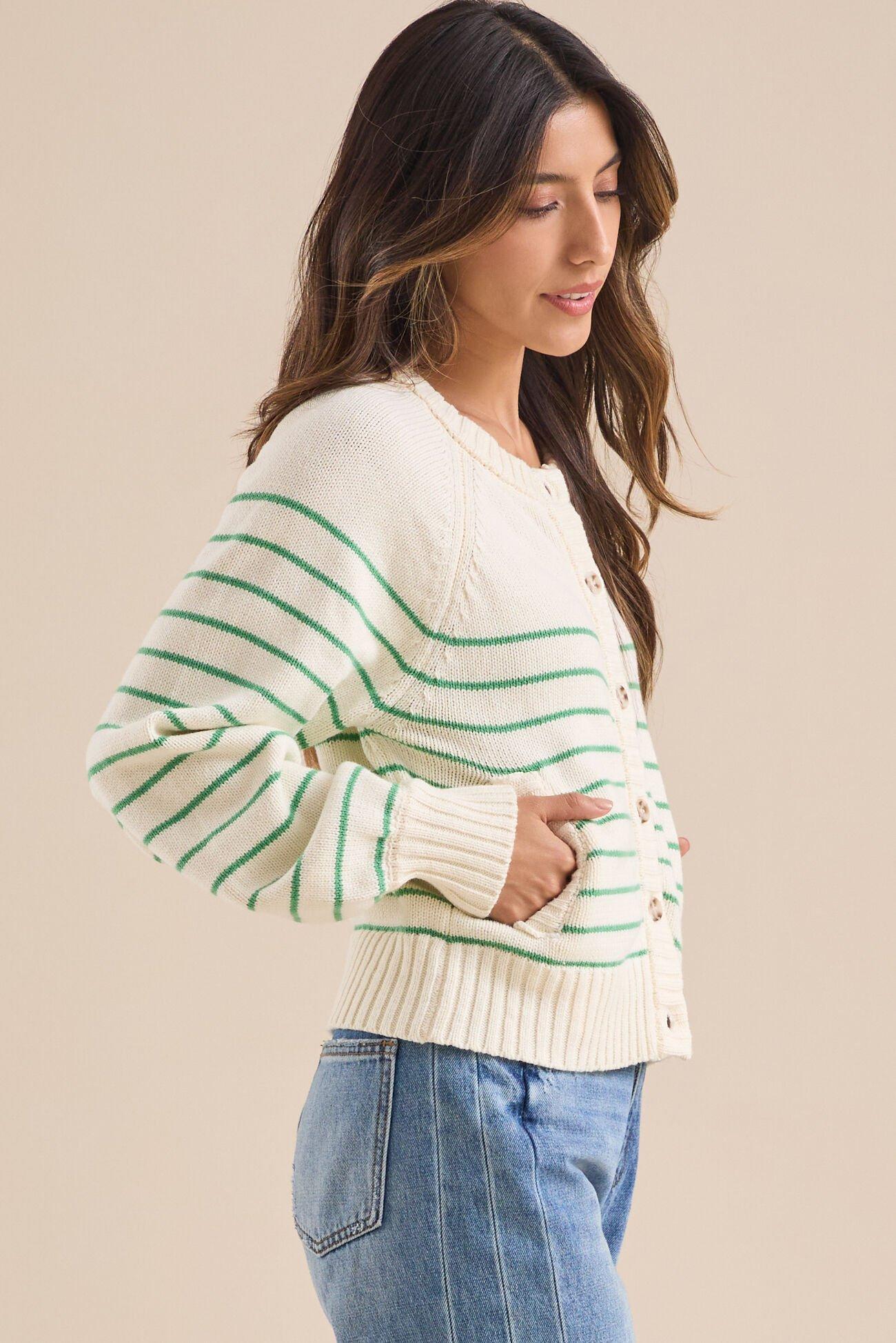 Kendall Striped Button Front Cardigan Product Image