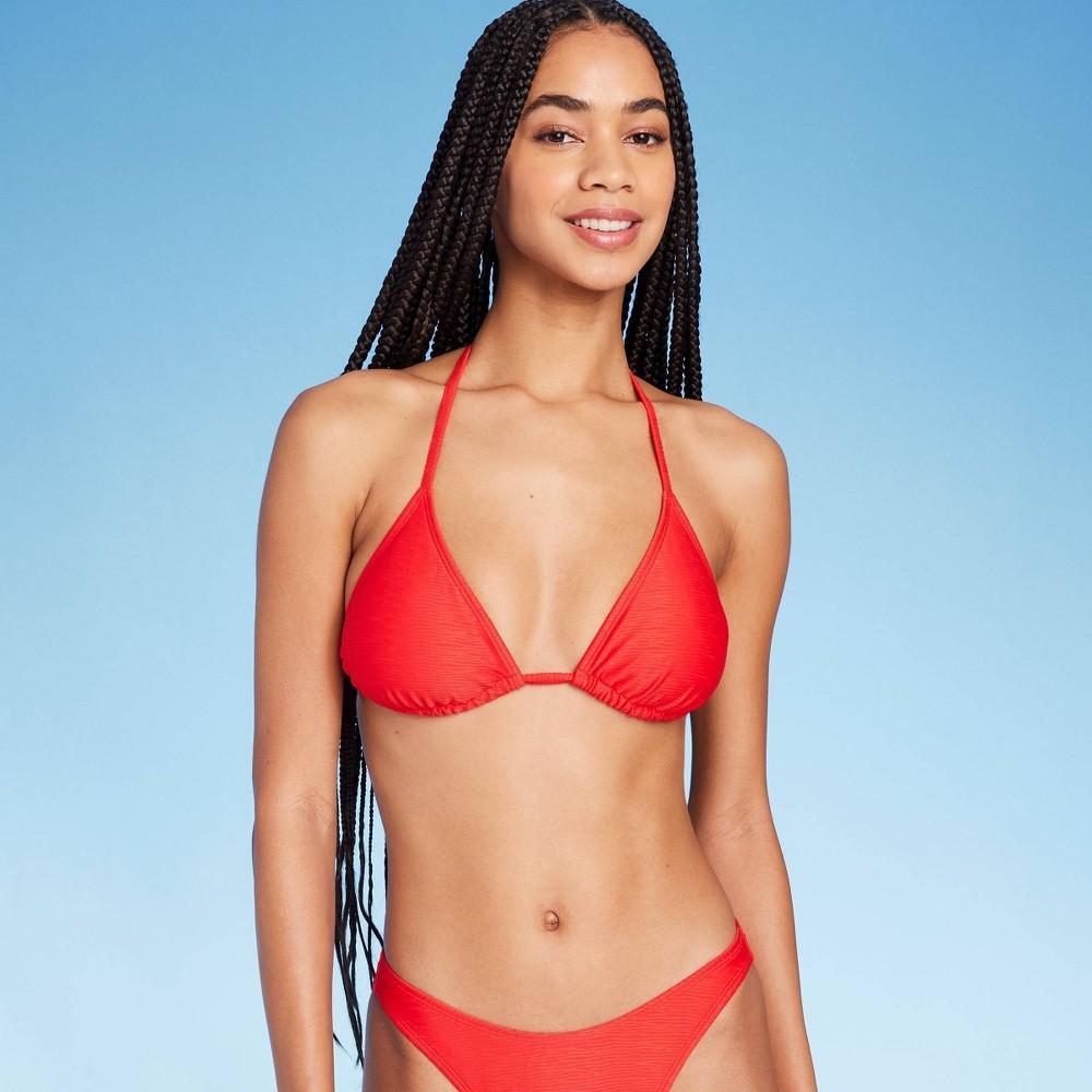 Womens Textured Triangle Bikini Top - Wild Fable Red XL Product Image