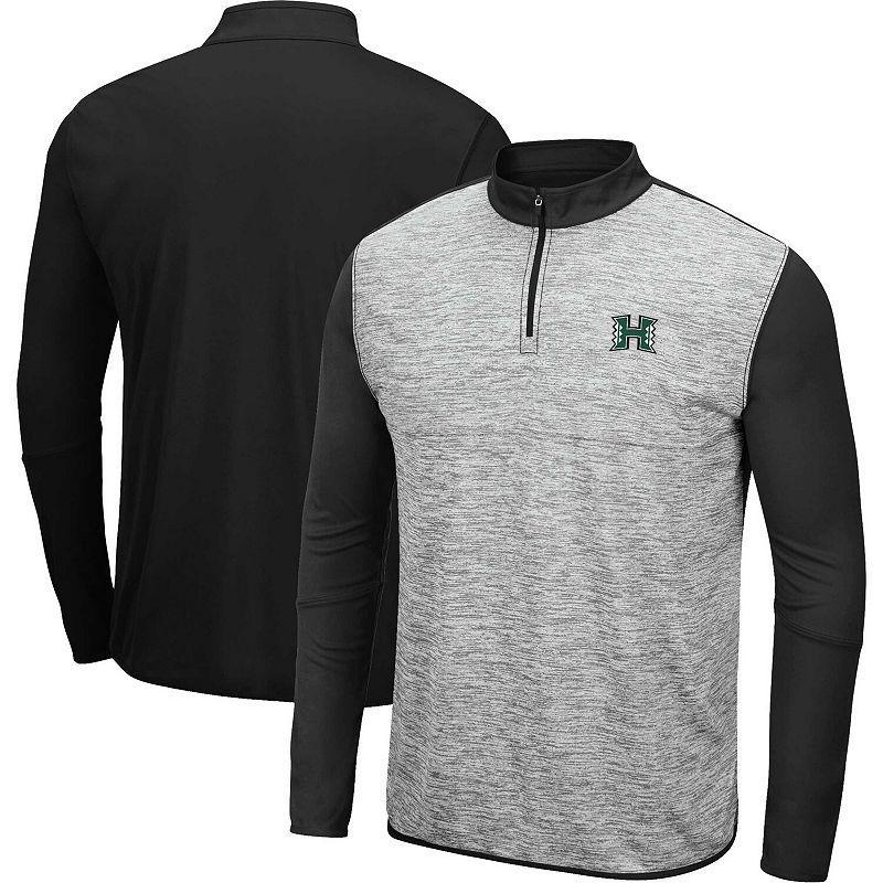 Mens Colosseum Heather Gray/Black Hawaii Warriors Prospect Quarter-Zip Jacket Product Image