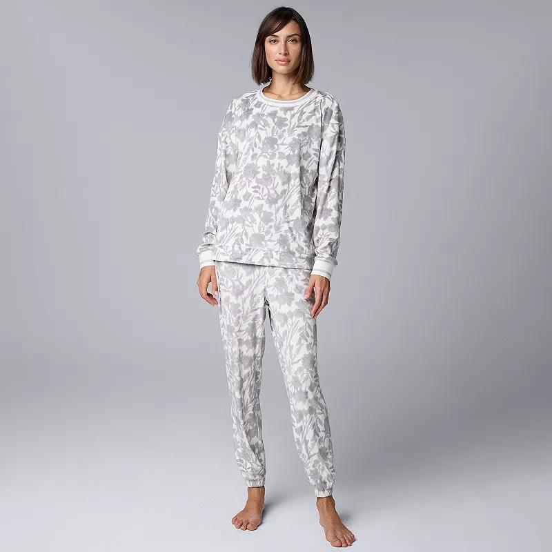 Petite Simply Vera Vera Wang Hooded Long Sleeve Pajama Top & Pajama Jogger Set, Womens Product Image