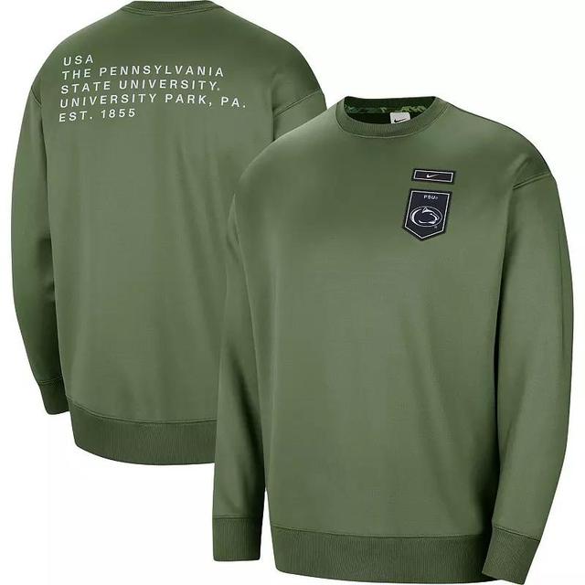 Womens Nike Olive Duke Blue Devils Military Collection All-Time Performance Crew Pullover Sweatshirt Product Image