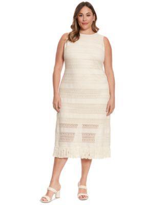 Plus Size Sleeveless Crochet Midi Dress Product Image