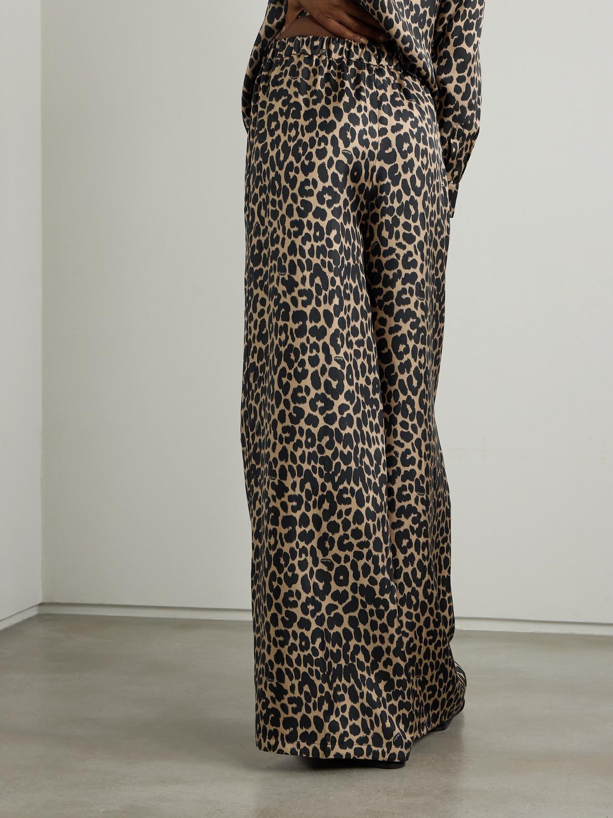 MAX MARA Ghinea Leopard Print Silk Wide Leg Pants Product Image