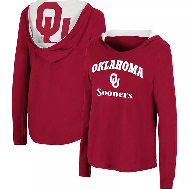 Womens Colosseum Crimson Oklahoma Sooners Catalina Hoodie Long Sleeve T-Shirt Product Image