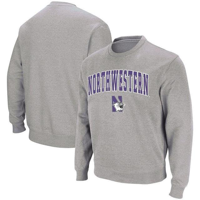 Mens Colosseum Heather Gray Northwestern Wildcats Arch & Logo Crew Neck Sweatshirt Product Image