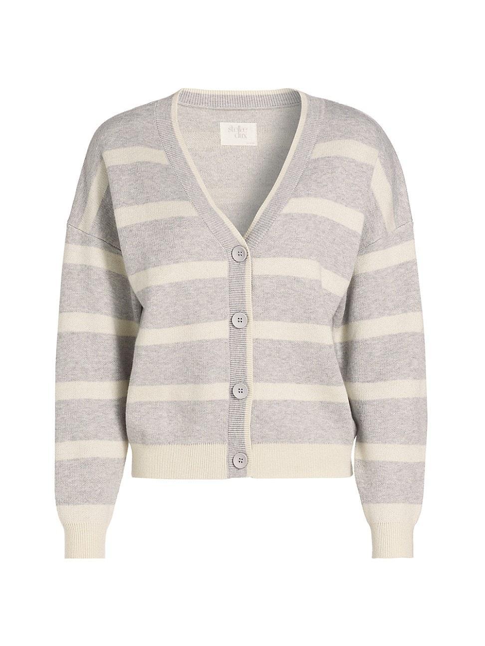 Womens Striped Knit Boxy Cardigan Product Image