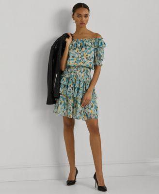 Lauren Ralph Lauren Womens Ruffled Tiered Fit & Flare Dress Product Image