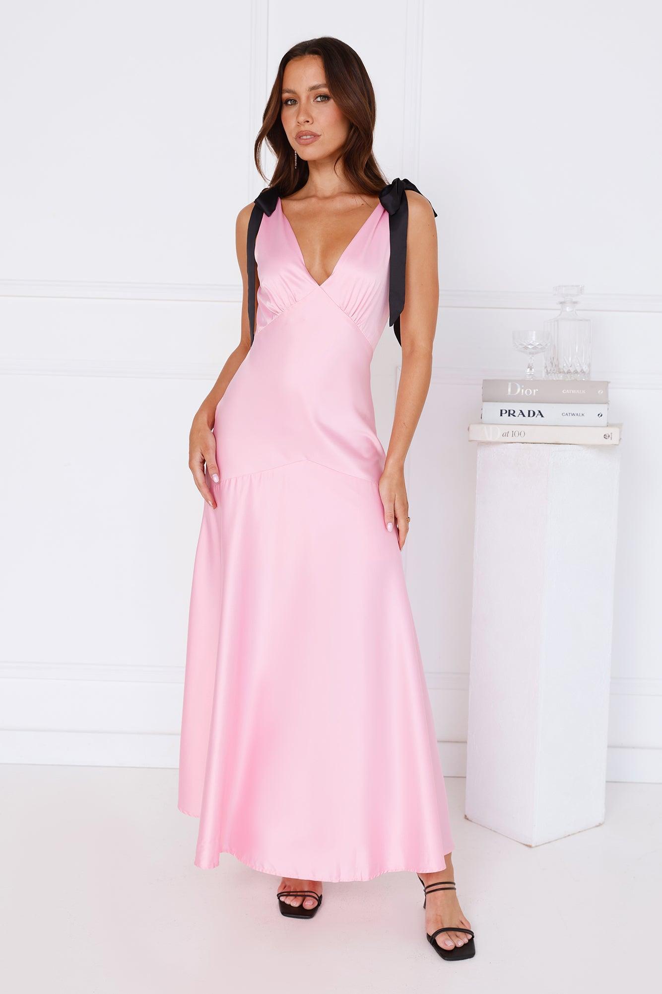 Petals And Promises Satin Maxi Dress Pink Product Image