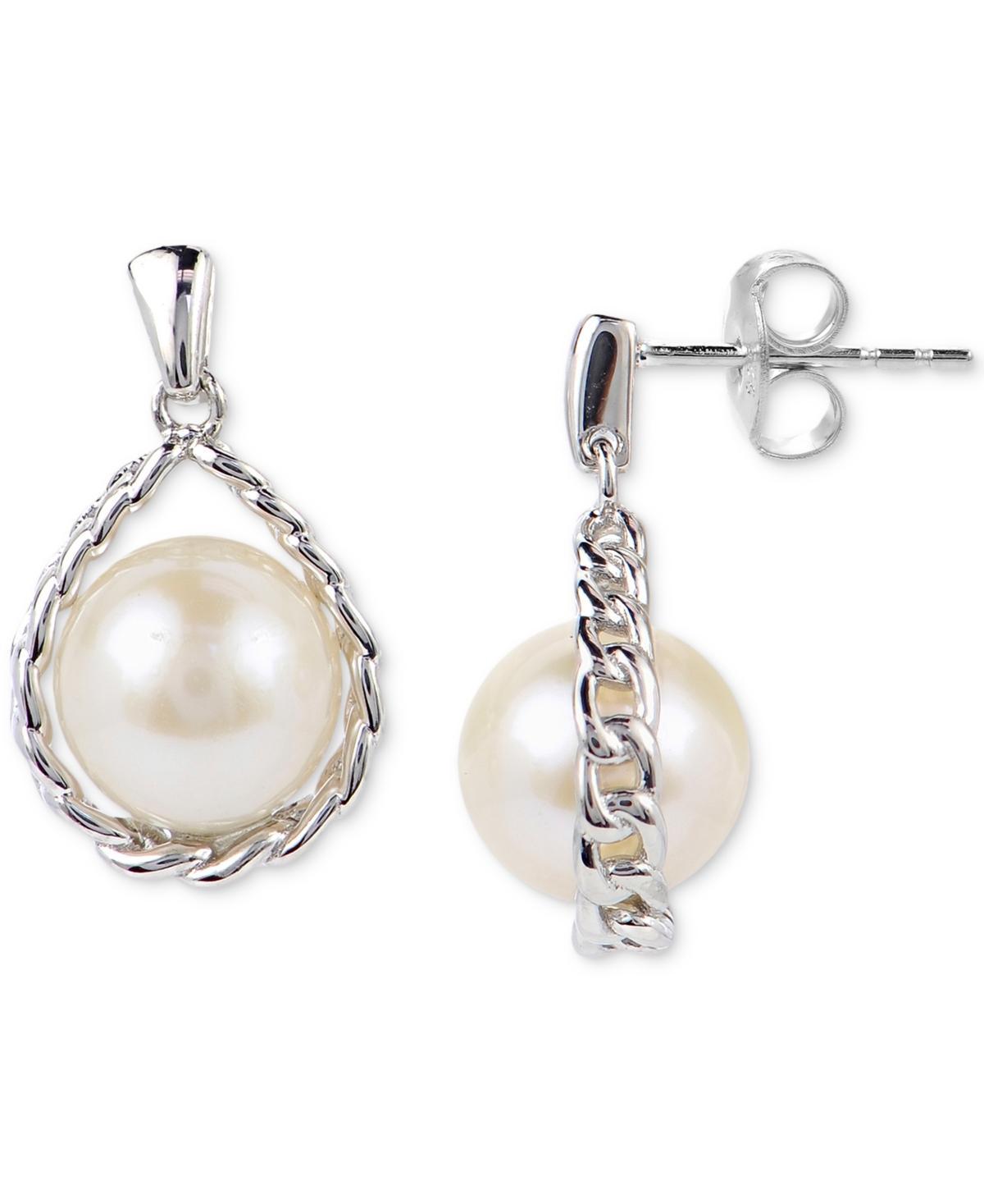 PearLustre by Imperial Sterling Silver Freshwater Cultured Pearl Twisted Wire Look Drop Earrings, Womens Product Image