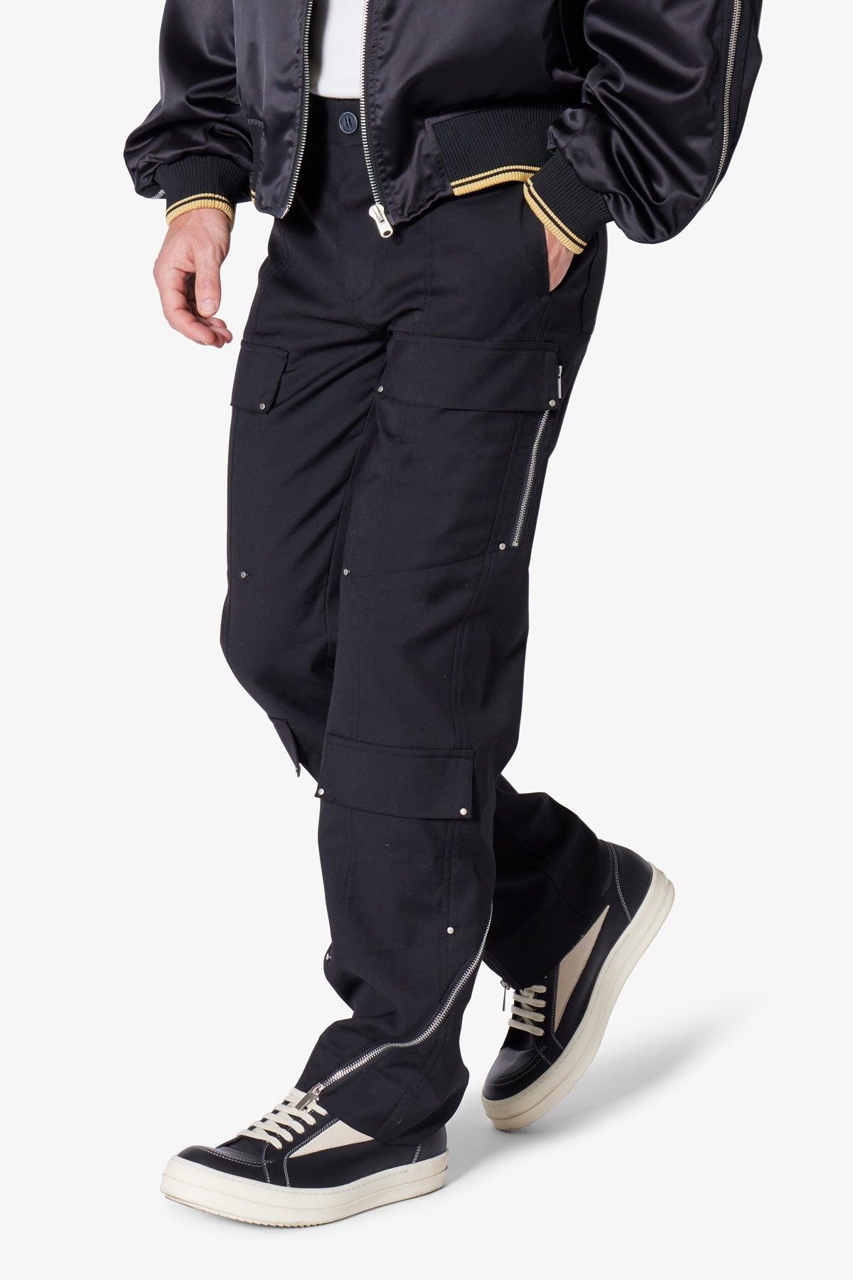 Angled Zip Cargo Pants - Black Product Image