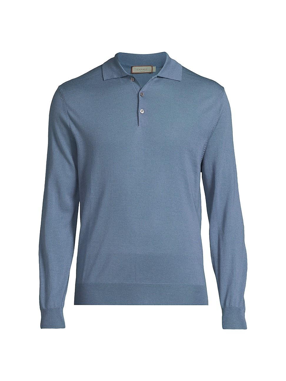 Mens Wool Long-Sleeve Polo Shirt Product Image