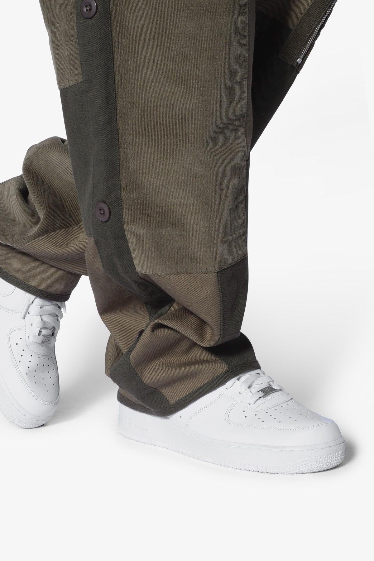 Dual Patchwork Cargo Pants - Olive Product Image