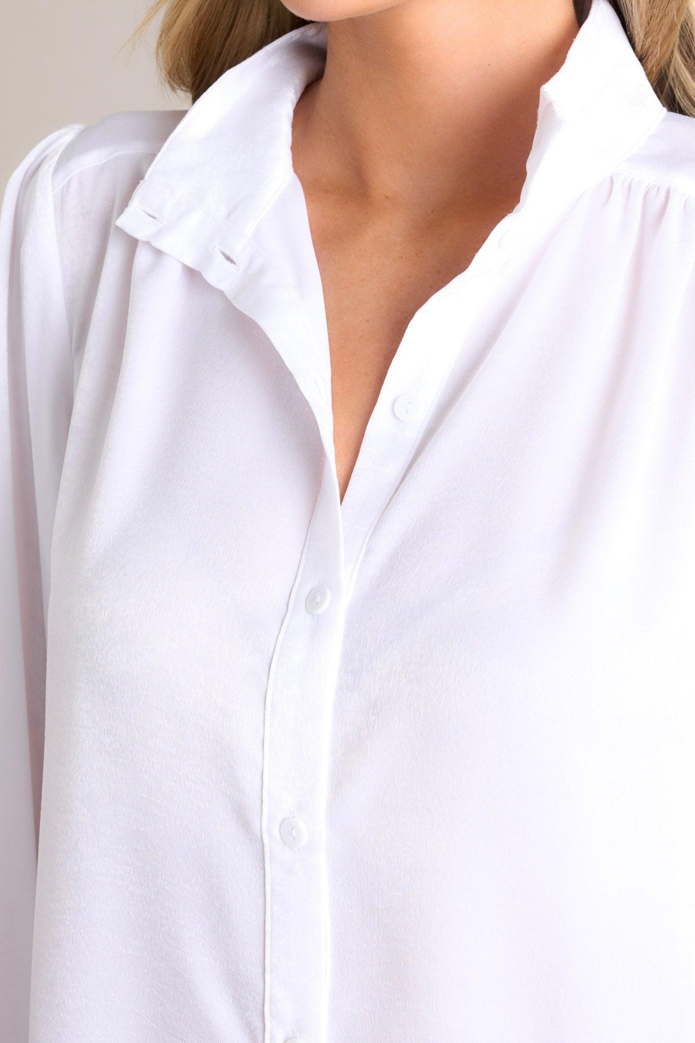 Fine Example White Long Sleeve Button Front Top Product Image