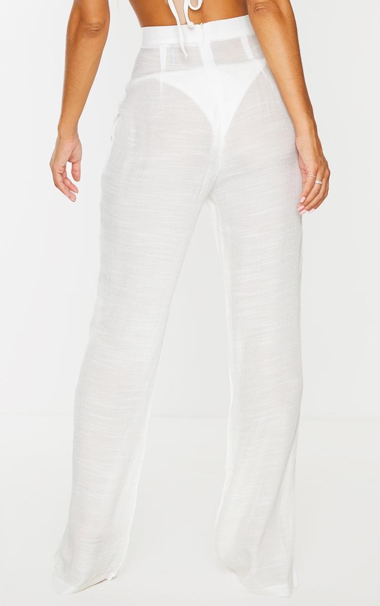 White  Linen Look Beach Pants Product Image