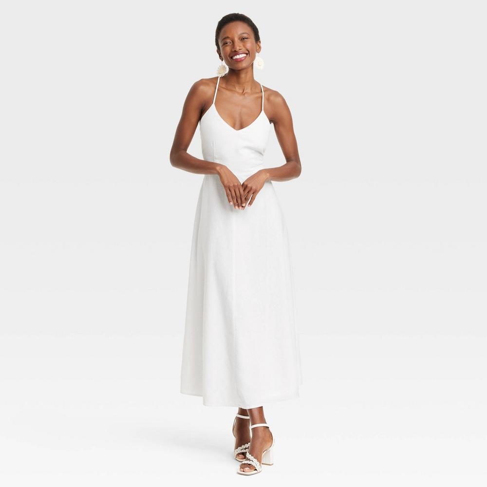 Womens Linen Midi Sundress - A New Day White Product Image