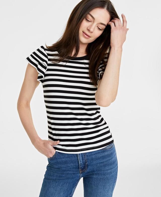 On 34th Womens Flutter-Sleeve Ribbed Top, Created for Macys Product Image