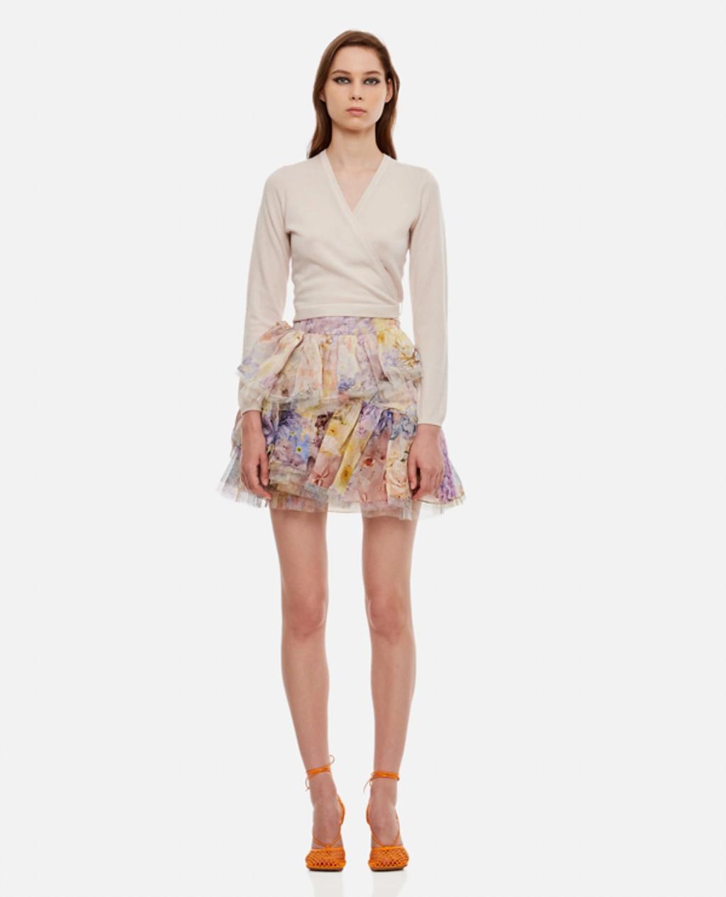 Rhythmic Floral Print Tiered Skirt In Citrus Garden Product Image