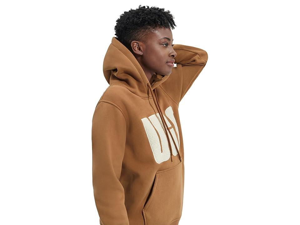 UGG Rey Uggfluff Logo Hoodie (Chestnut/Plaster) Women's Clothing Product Image