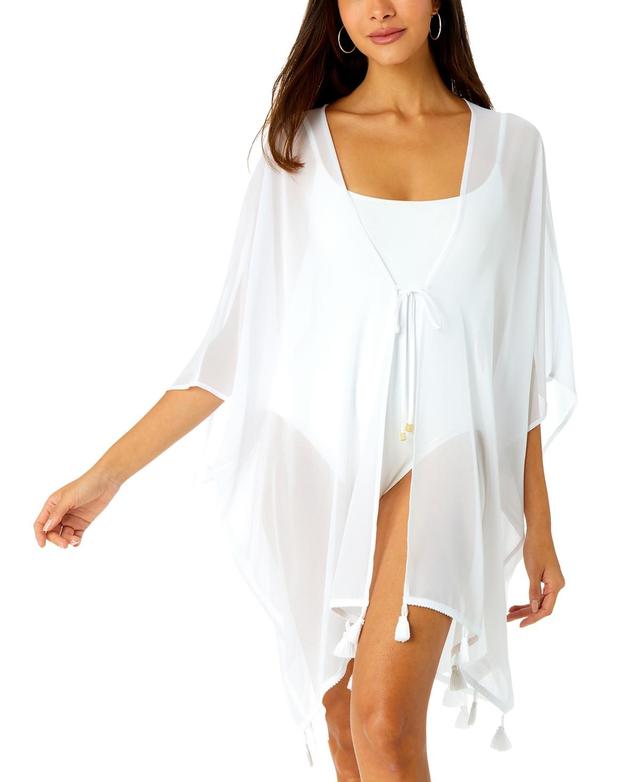 Anne Cole Womens Tie-Front Kimono High-Low Cover-Up Product Image