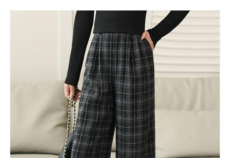 High Rise Plaid Wide Leg Pants Product Image