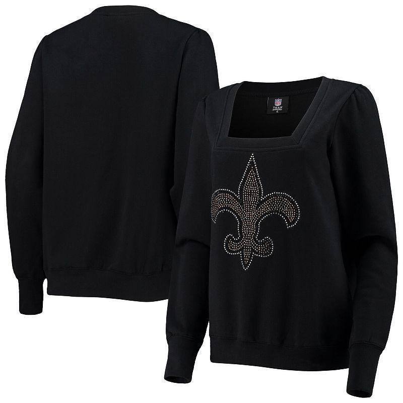 Womens Cuce Black New Orleans Saints Winners Square Neck Pullover Sweatshirt Product Image