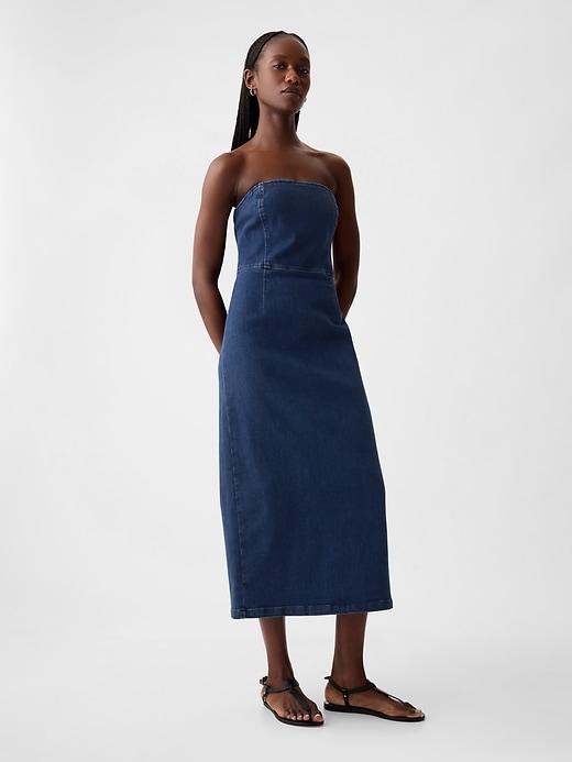 Strapless Denim Midi Dress Product Image