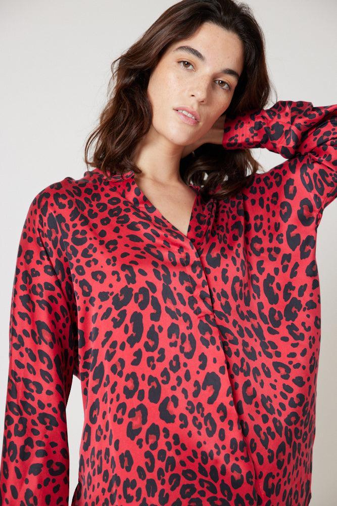 Leopard Silk Blouse Product Image