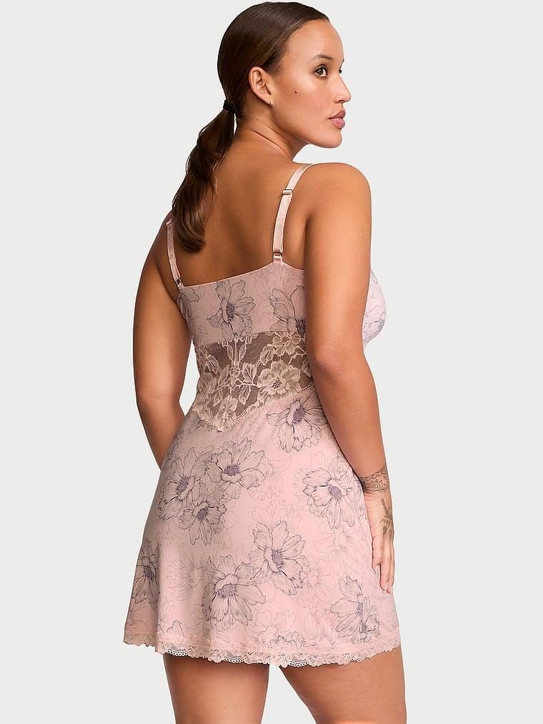 Modal Lace-Trim Sweetheart Slip Dress Product Image