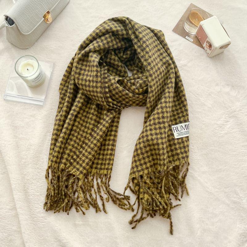 Houndstooth Applique Fringed Scarf Product Image