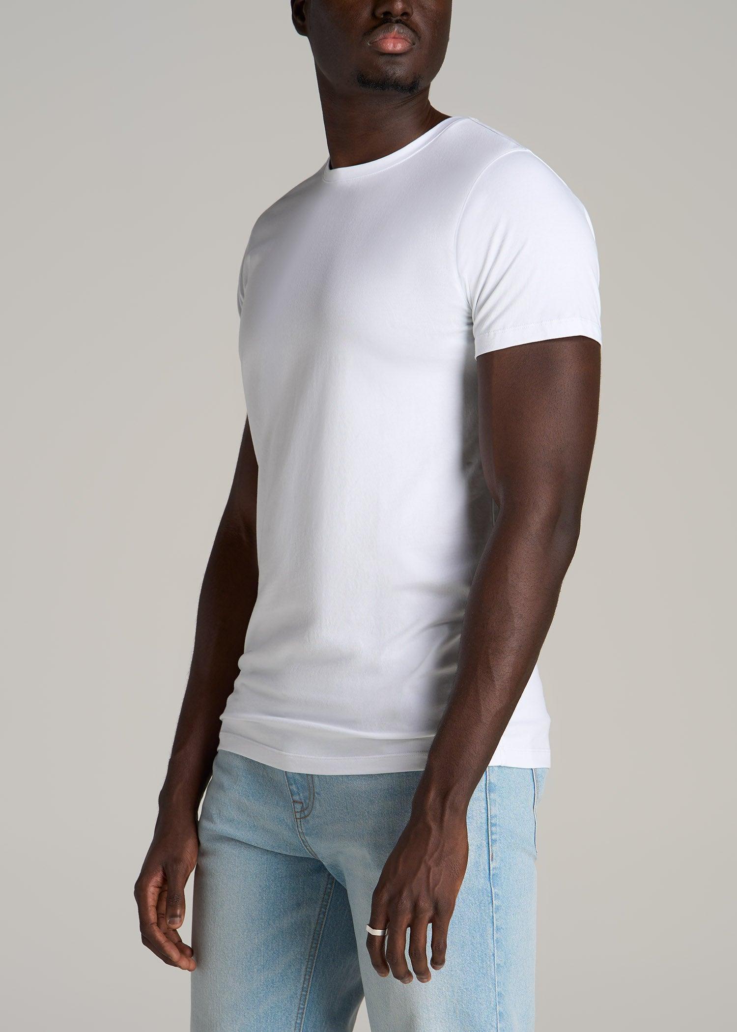 The Essential MODERN-FIT Crewneck Tee for Tall Men in White Product Image