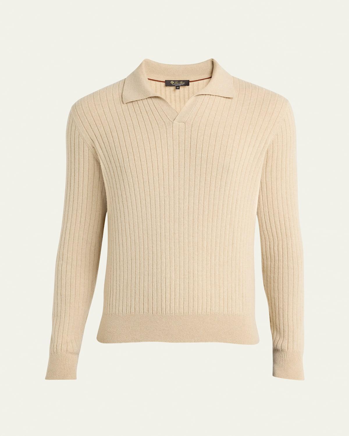 Mens Lexington Baby Cashmere Ribbed Polo Sweater Product Image