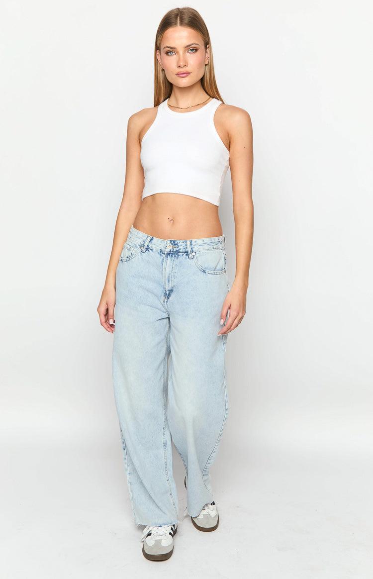 She's Yours Vintage Blue Denim Wide Leg Boyfriend Jeans Product Image