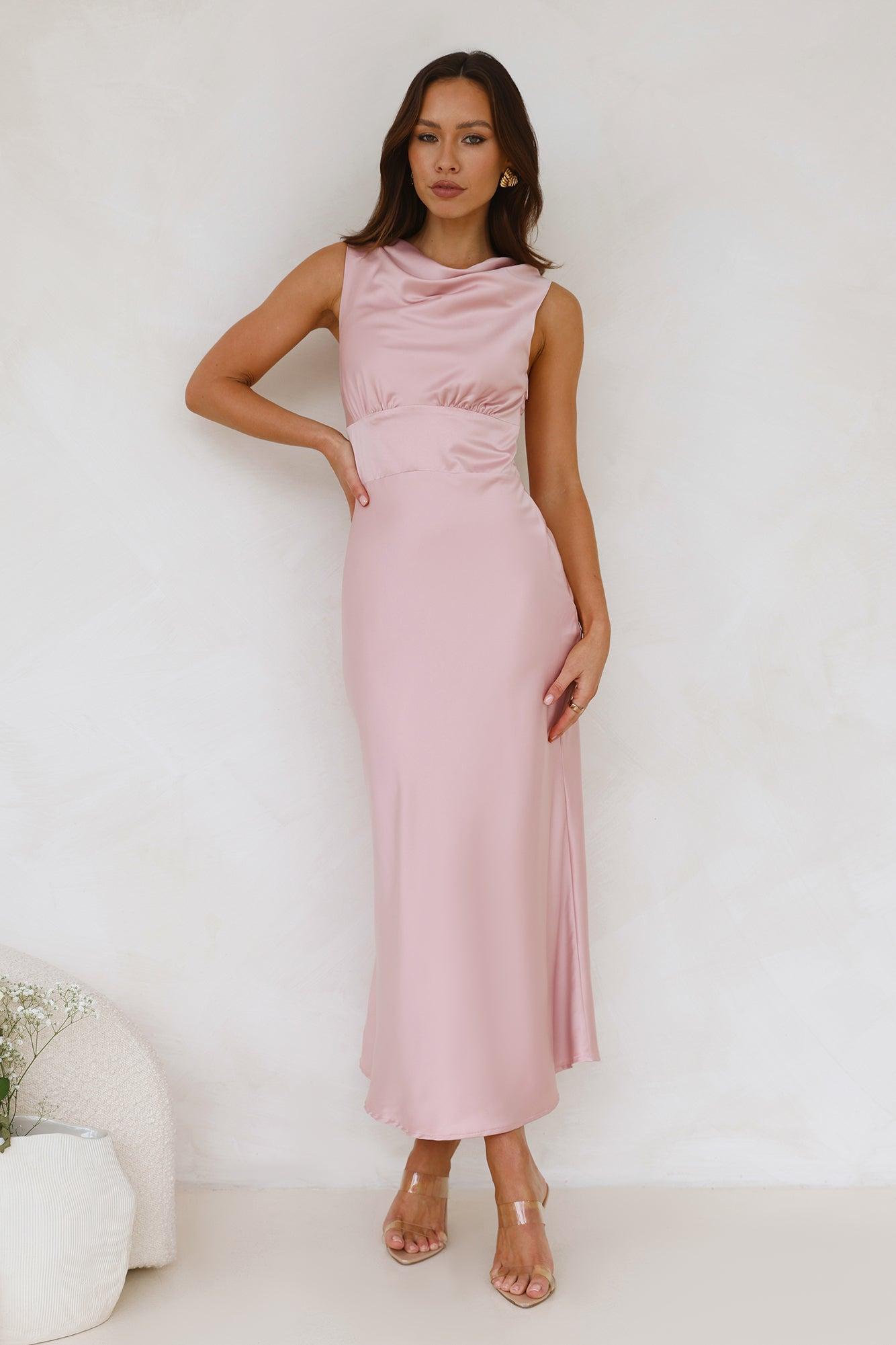 Together As One Satin Maxi Dress Pink Product Image