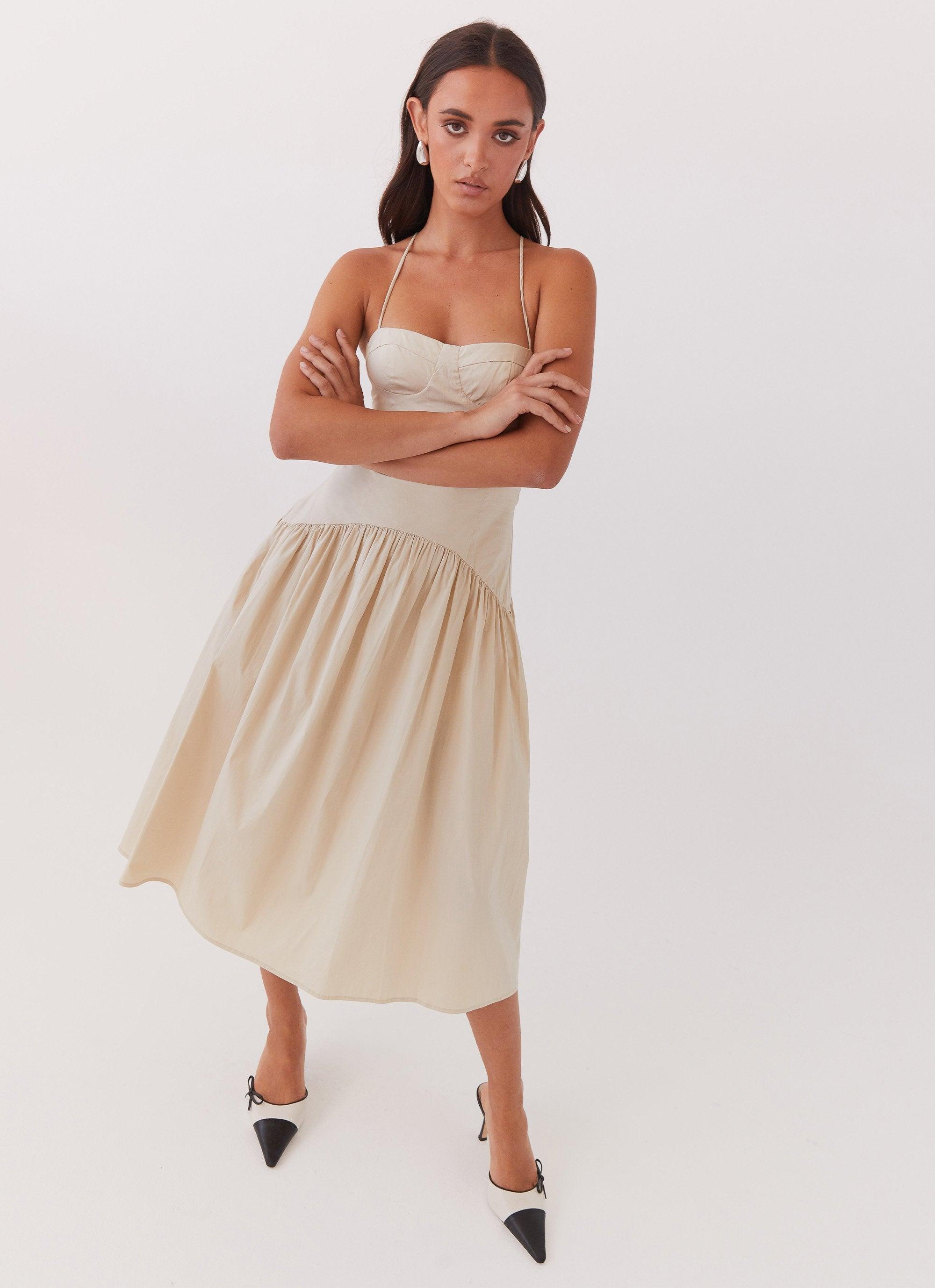 Yvette Corset Midi Dress - Desert Sage Product Image