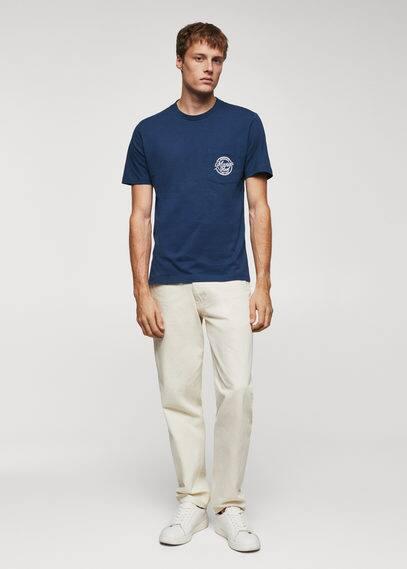 MANGO MAN - Stretch cotton T-shirt navyMen Product Image