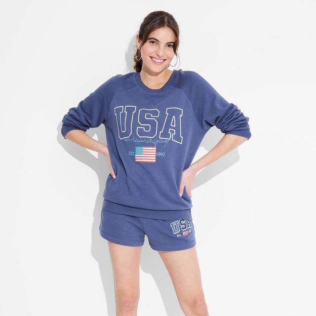 Womens American Original USA Graphic Sweatshirt - Navy Blue Product Image