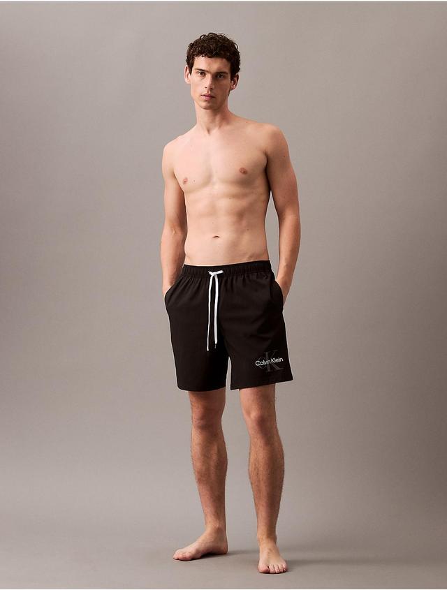 Calvin Klein Mens Monogram Logo Swim Shorts - Black - S Product Image