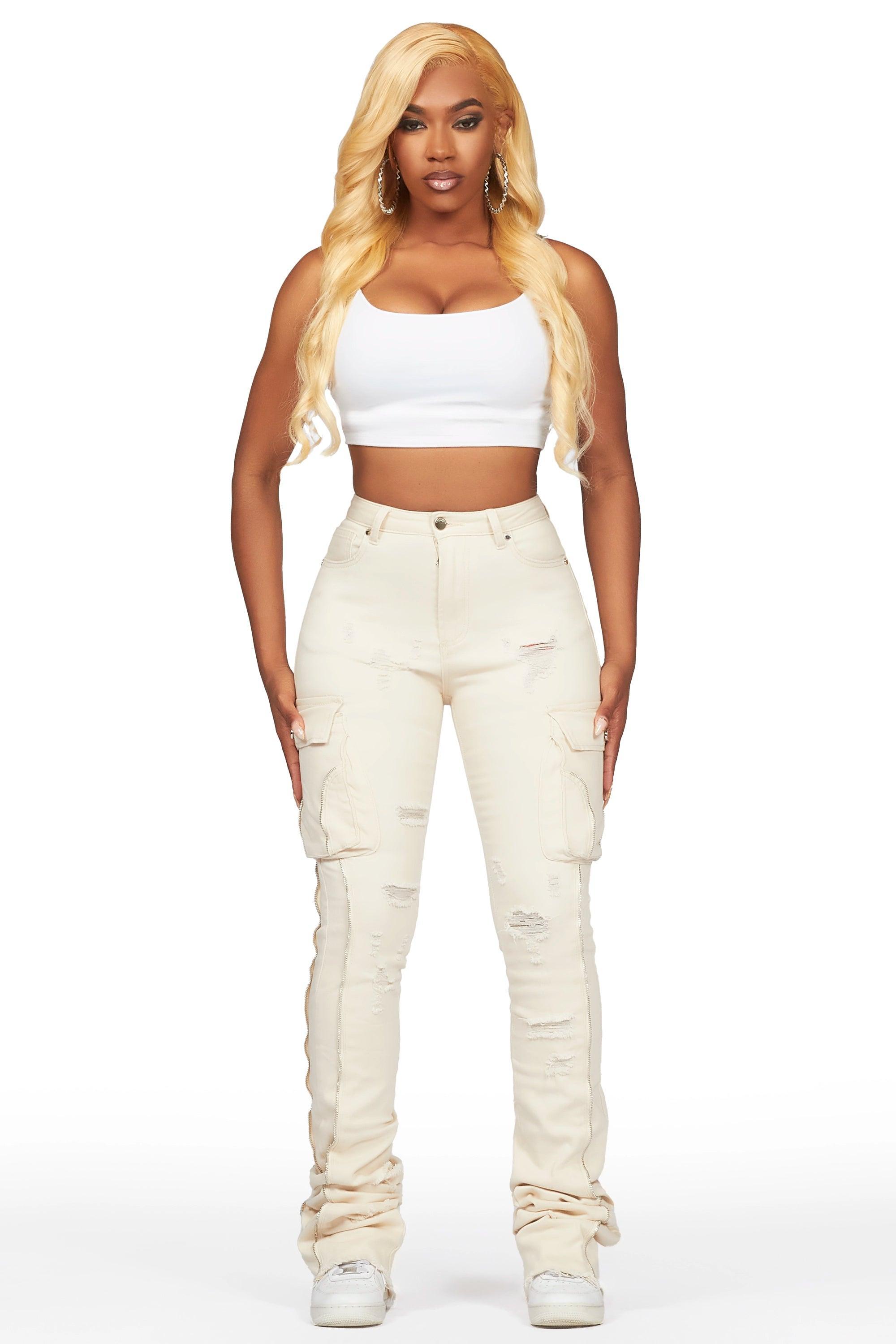 Shanita Beige Super Stacked Jean Female Product Image