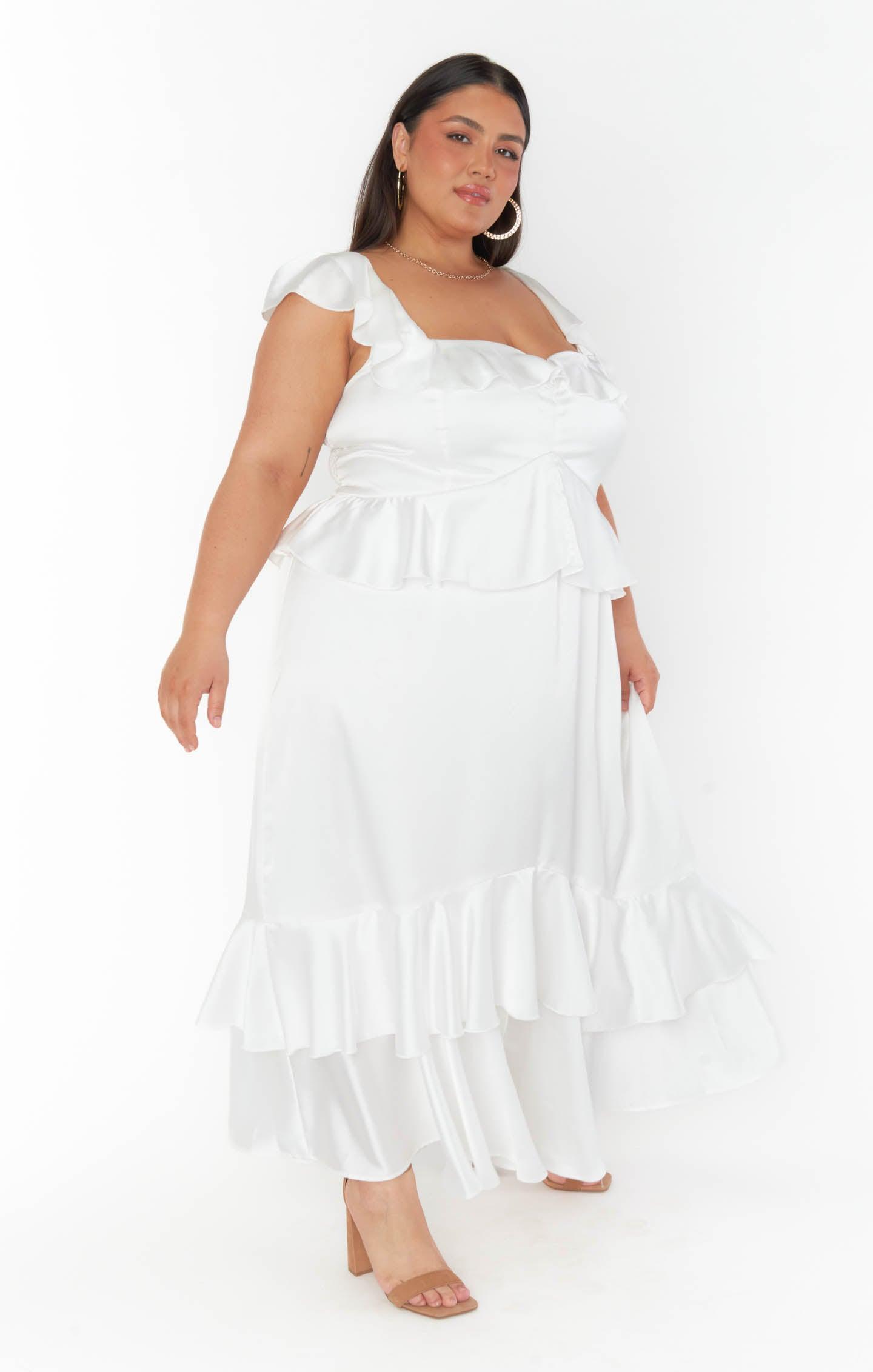 Reese Ruffle Dress ~ Ivory Luxe Satin Product Image