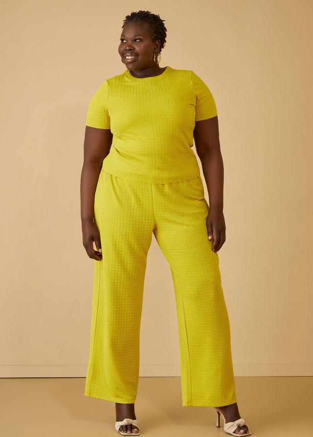 Plus Size Textured Knit Straight Leg Pants, - Ashley Stewart Product Image