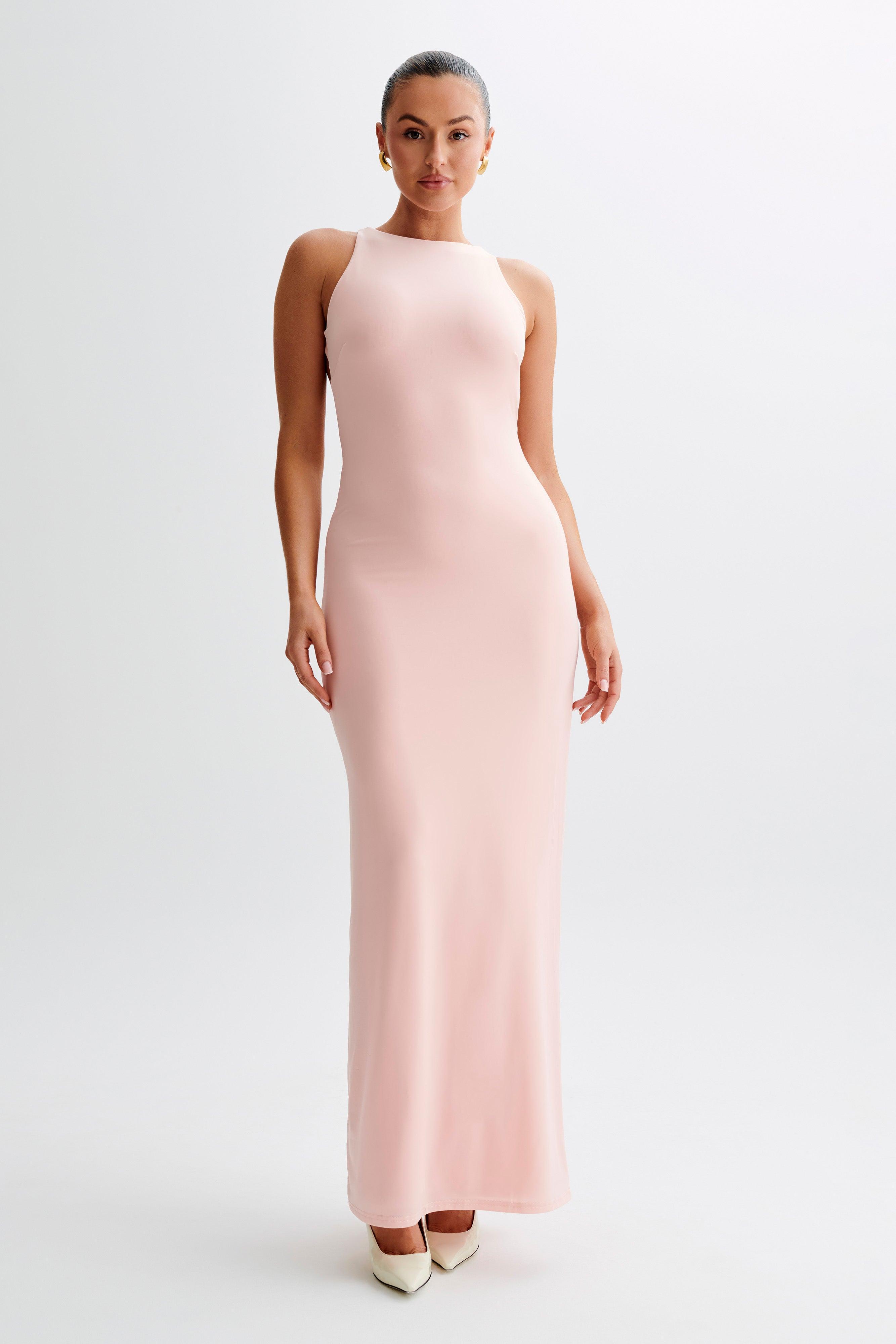 Louise Slinky Backless Maxi Dress - Pale Pink Product Image