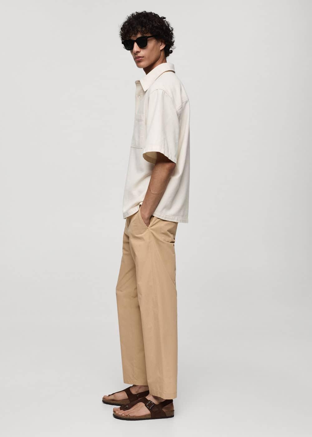 Mango Mens Drawstring Cotton Trousers Product Image