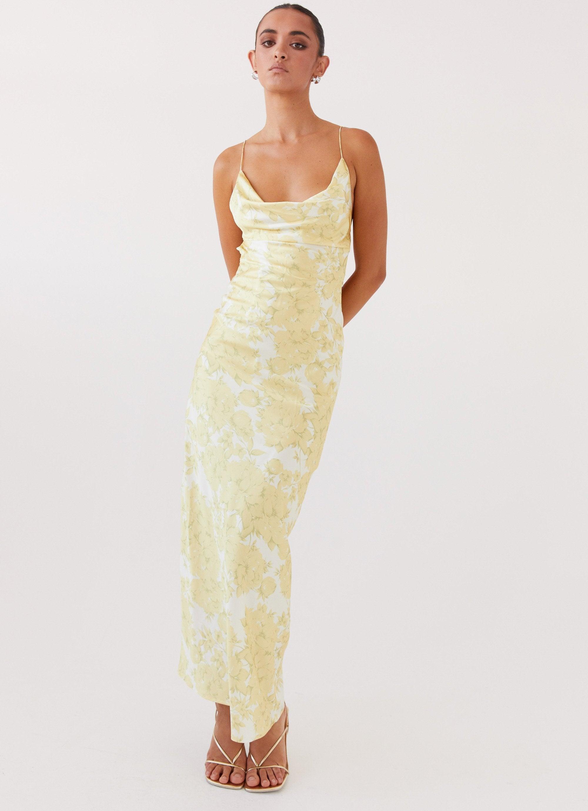 Coastal Escape Satin Maxi Dress - Daffodil Product Image