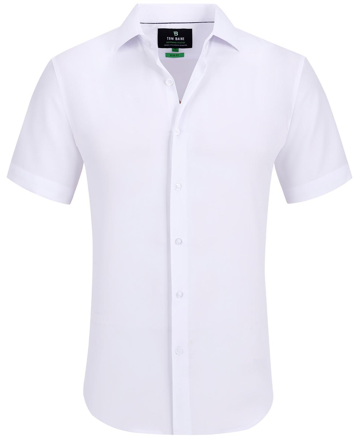 Mens Slim Fit Short Sleeve Performance Button Down Dress Shirt Product Image