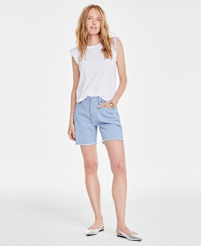 On 34th Womens High-Rise Frayed Denim Shorts, Created for Macys Product Image