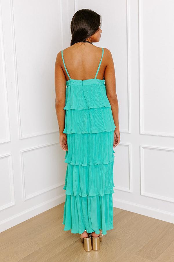 Dreamy Mood Pleated Midi In Turquoise Product Image