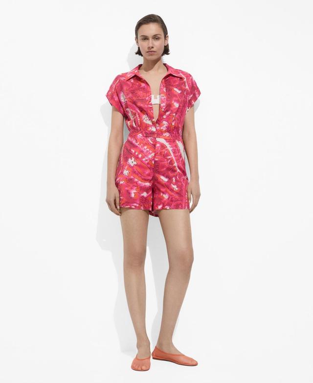 Women's Printed Shirt Jumpsuit Shorts Product Image