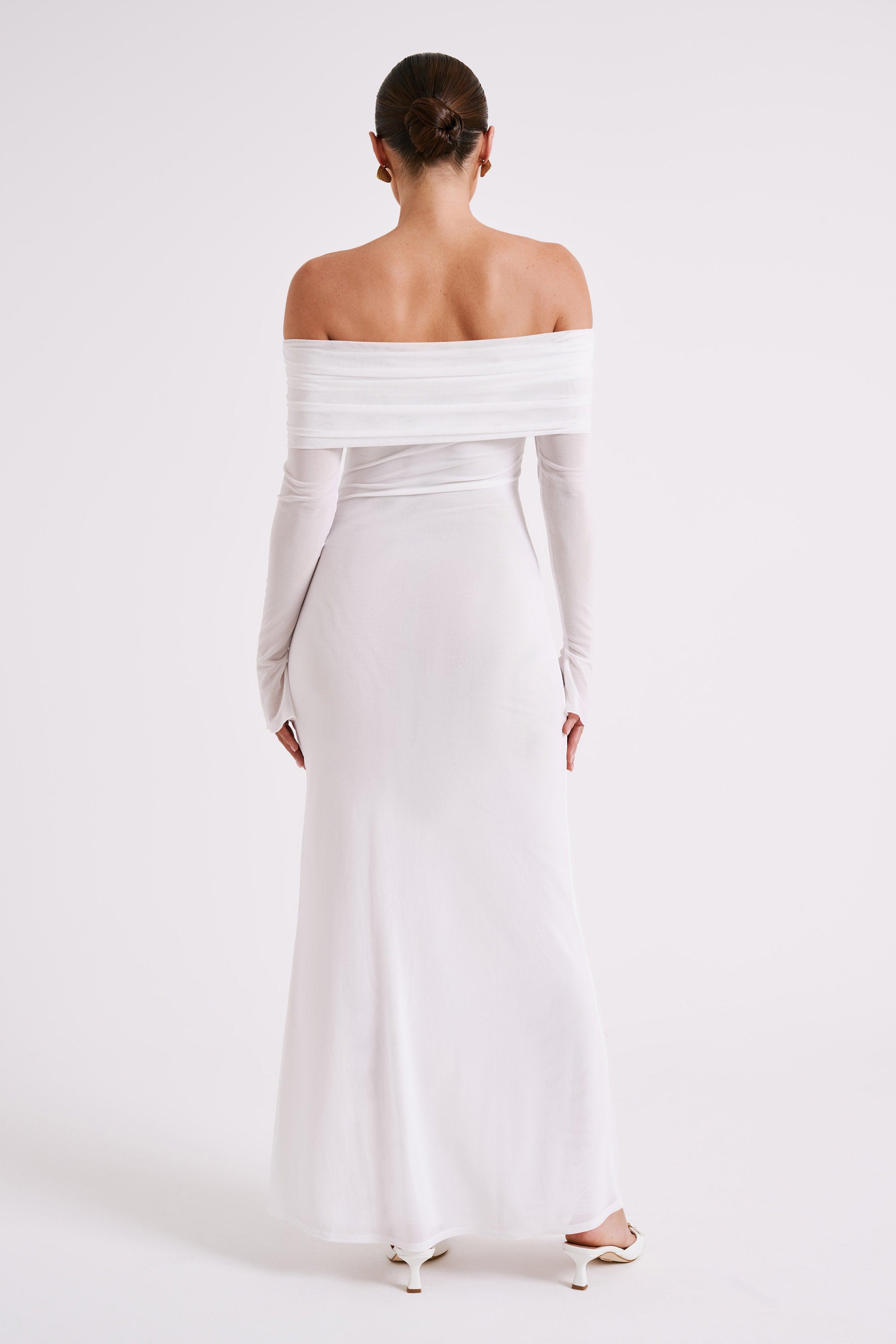 Josie Off Shoulder Mesh Maxi Dress - Ivory Product Image